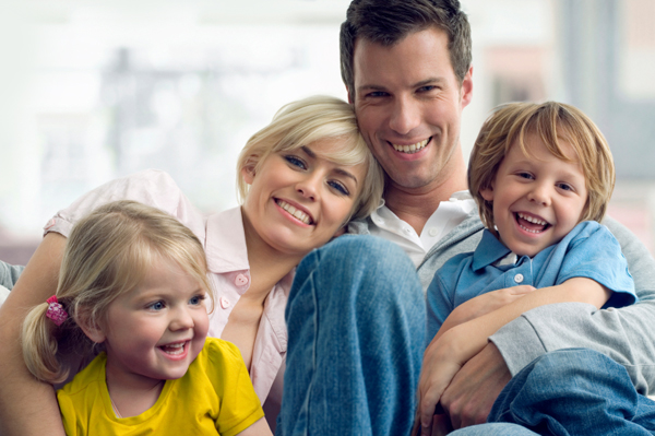 happy family with young children